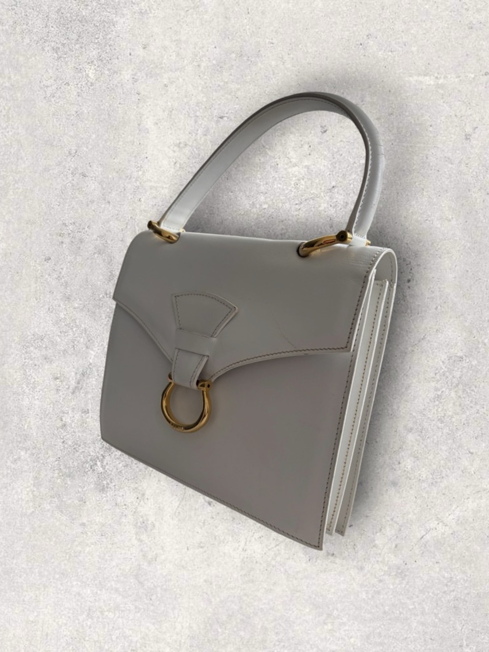 Vintage Celine White Leather Top-Handle Satchel with Gold Hardware - Picture 2 of 7